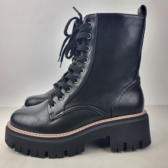 Dolce Vita Women's Glisten Lug Sole Lace Up Combat Boots Black Size 6.5 - Picture 2 of 11